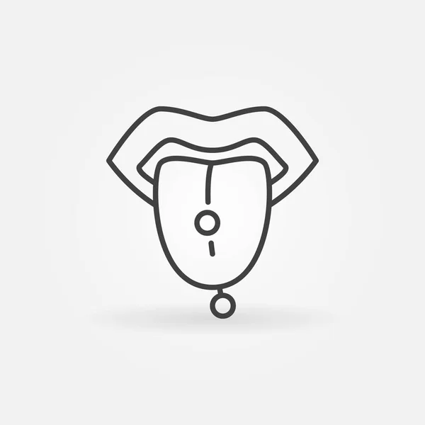 Icono de línea de perforación de la lengua - símbolo de la lengua perforada vector — Vector de stock