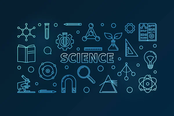 Bilim vektör anahat mavi yatay çizim