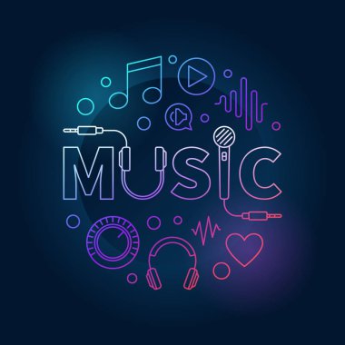 Vektör çizim kelime müzik ile yapılmış renkli müzik