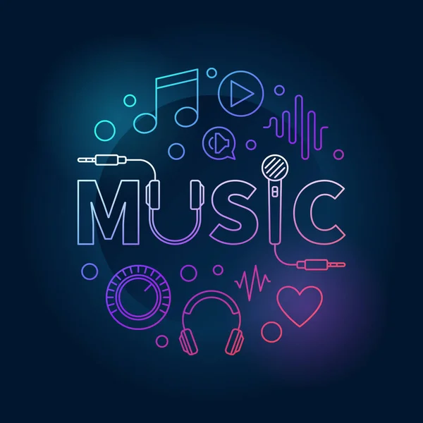 Illustration vectorielle de couleur musicale réalisée avec le mot MUSIQUE — Image vectorielle