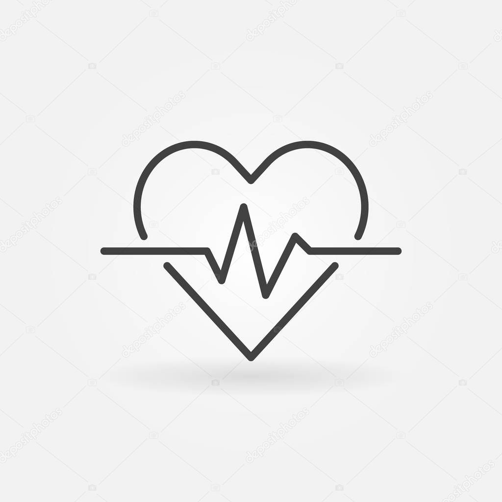 Heart cardiogram icon - vector heartbeat concept sign in thin line style