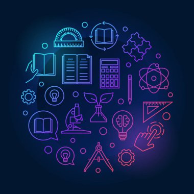 Eğitim vektör renkli yuvarlak anahat çizim