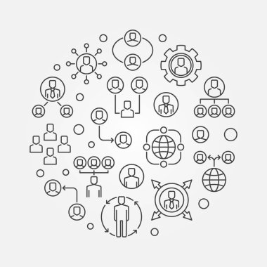 İnce çizgi stili resimde vektör yuvarlak dış kaynak