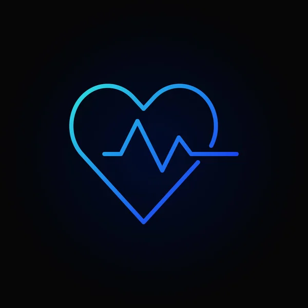 Heart cardiogram blue icon - vector heartbeat sign — Stock Vector