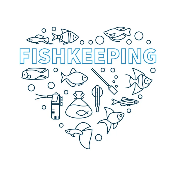 Fishkeeping vector minimal concept illustration in heart shape — Stock Vector