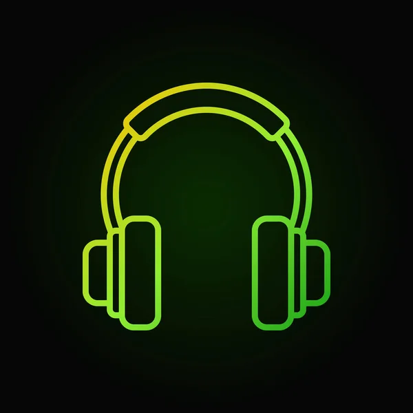 Στο αυτί ακουστικά πράσινο εικονίδιο του φορέα σε λεπτή γραμμή στυλ — Διανυσματικό Αρχείο