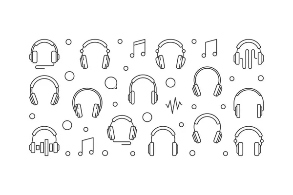 Bannière horizontale pour écouteurs. Illustration vectorielle — Image vectorielle