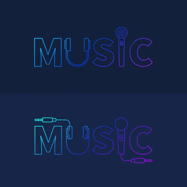 Music creative logo or design element in outline style — Stock Vector