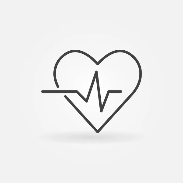Heartbeat vector icon - heart rate linear symbol or logo — Stock Vector