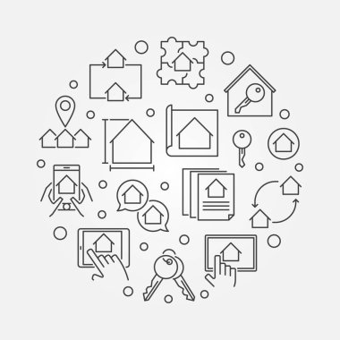 Emlak Anahat vektör dairesel çizim