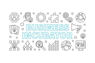 İş inkübatöre yatay vektör lineer afiş