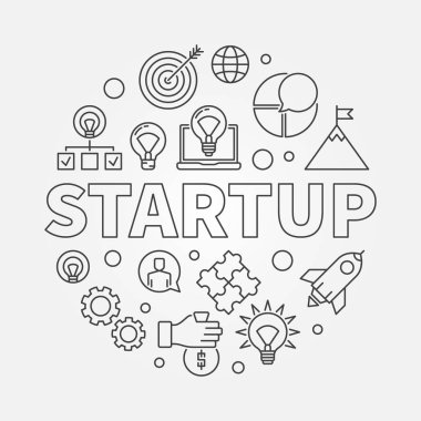 İnce çizgi stili resimde vektör yuvarlak başlangıç