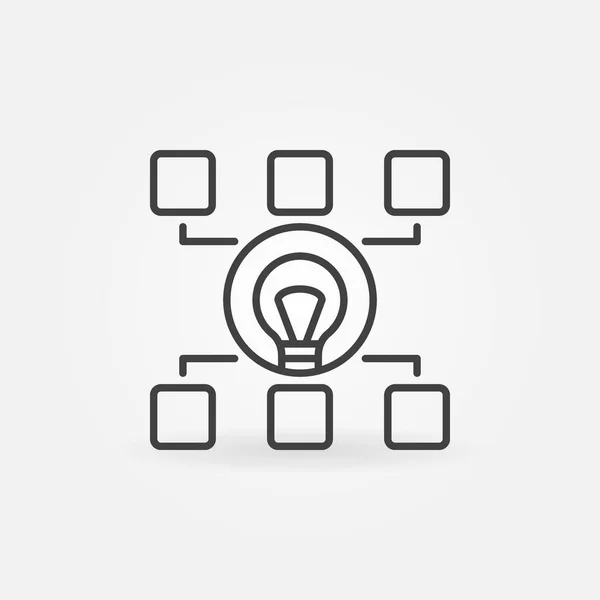 Hierarquia com ícone de contorno de lâmpada. Símbolo de arranque — Vetor de Stock