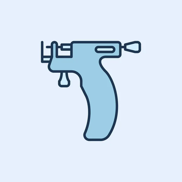 EAR piercing fegyvert vektor kék ikon, vagy Tervező elem — Stock Vector