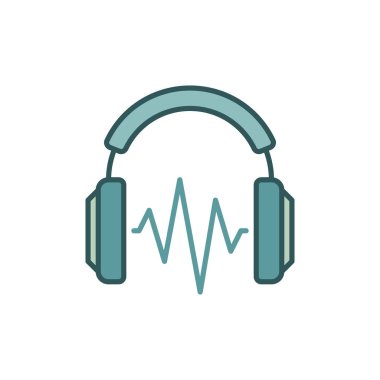 Ses dalgası vektör renkli simge ile kulak içi kulaklıklar