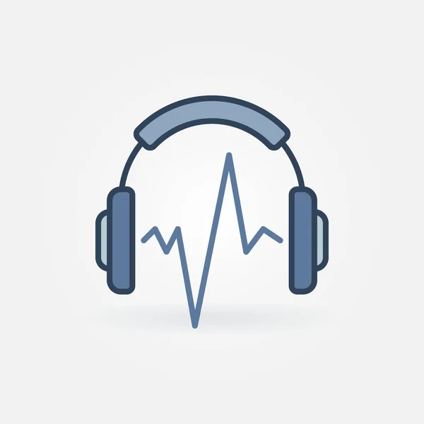 Fones de ouvido Creative Music com ícone de conceito de vetor de onda sonora — Vetor de Stock