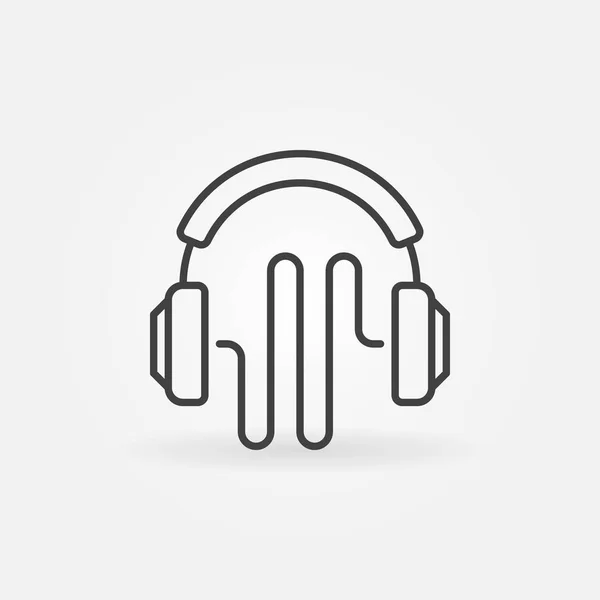 Casque d'écoute vectoriel minimal avec icône d'onde sonore en style ligne — Image vectorielle