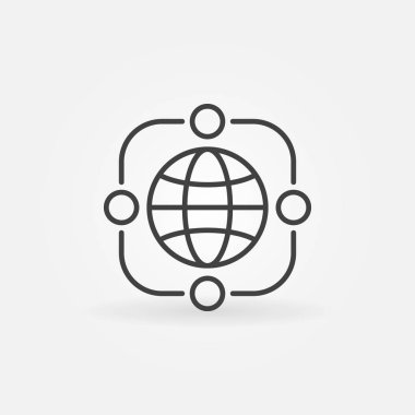 Dünya ile vektör dış kaynak simgesi. Anahat stilinde sembolü