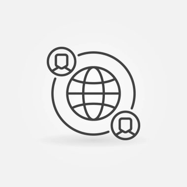 Dünya ve insanlar ile yapılan dış kaynak vektör satırı simgesi