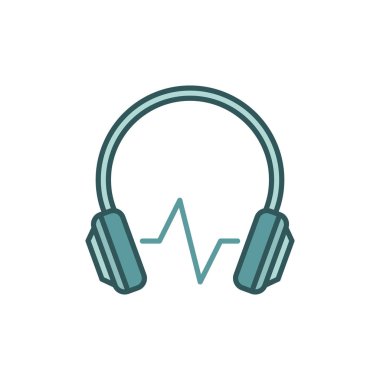 Ses dalgası vektör renkli simge ile modern kulaklıklar