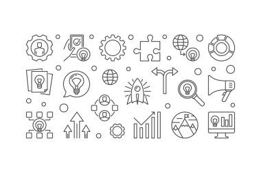 İş inkübatöre anahat afiş. Vektör başlangıç çizim