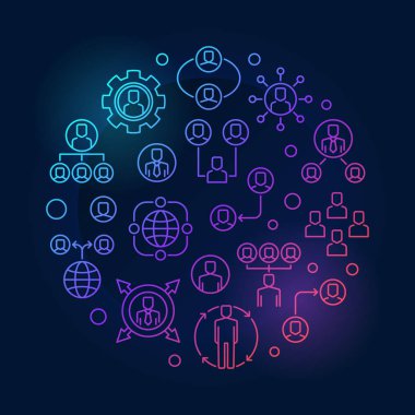 Dış kaynak kullanımı modern doğrusal illüstrasyon vektör yuvarlak