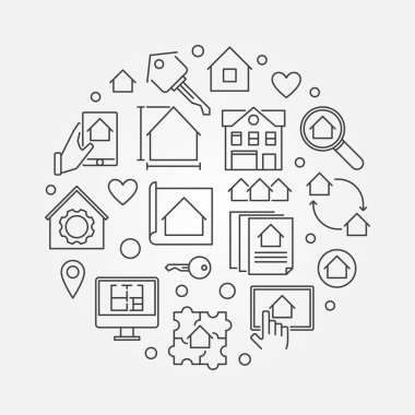 Gerçek arazi iş anahat illüstrasyon vektör yuvarlak