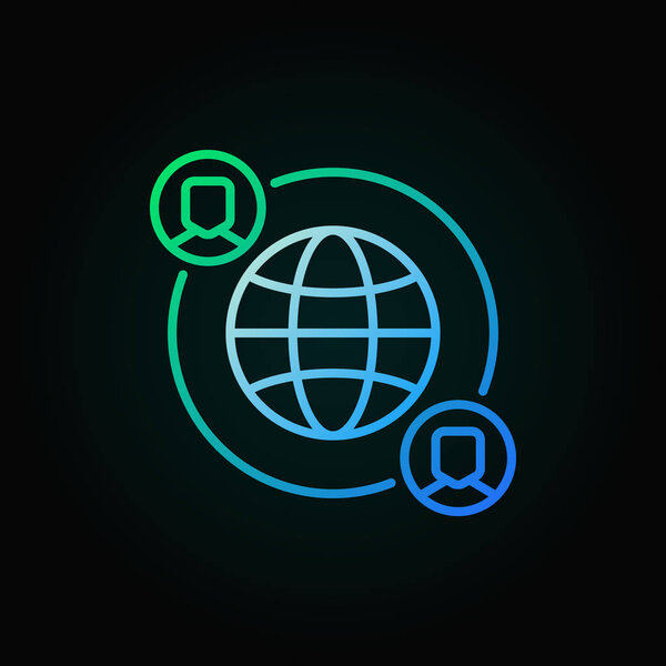 Аутсорсинг векторная яркая икона, сделанная из земли и людей
