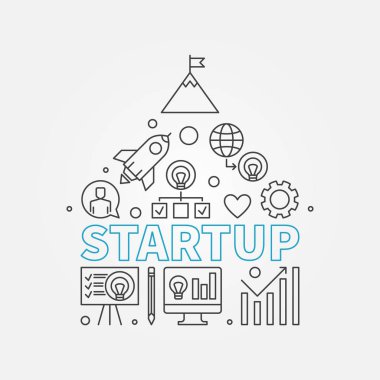 Başlangıç yaratıcı anahat illüstrasyon. Başlangıç simgeleri ev şeklinde