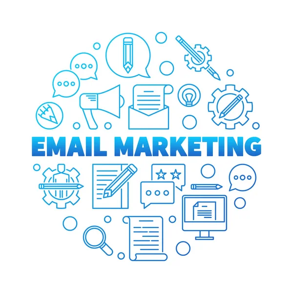 电子邮件营销圆形蓝色矢量概念插图 — 图库矢量图片