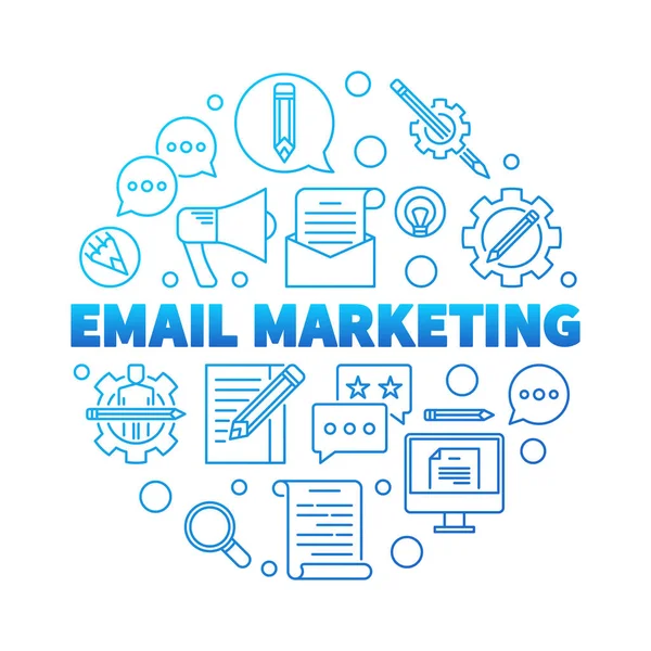 E-mail Marketing, kerek kék vektor-koncepció illusztráció — Stock Vector