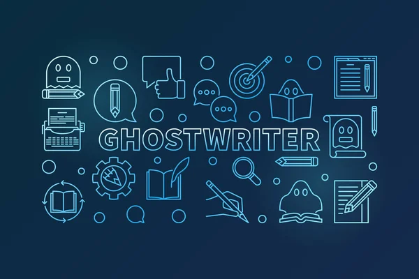 Ghostwriter διάνυσμα banner μπλε οριζόντιες λεπτή γραμμή — Διανυσματικό Αρχείο