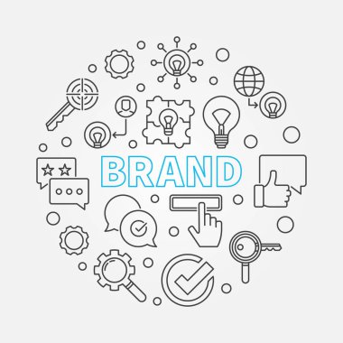 Marka ince çizgi stili resimde vektör yuvarlak