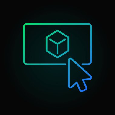 Artırılmış gerçeklik renkli vektör simgesini tıklatın veya ince çizgi stili koyu arka plan üzerinde simge