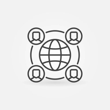 Dünya ve insanlar ile dış kaynak kavramı vektör simgesi