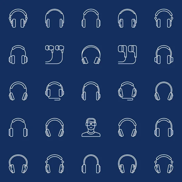 Auriculares vector concepto lineal iconos de música o signos — Archivo Imágenes Vectoriales