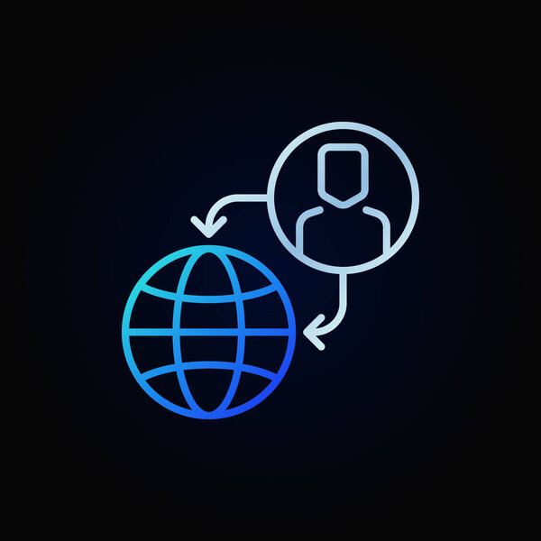 Векторный аутсорсинг синяя иконка или элемент дизайна
