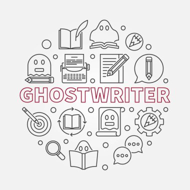 Ghostwriter vektör yuvarlak resimde çizgi stili