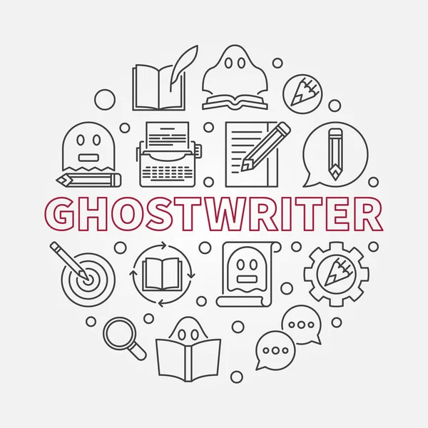 Ghostwriter vector redondo ilustración en estilo de línea — Vector de stock