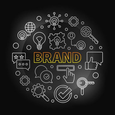 Marka yuvarlak vektör gümüş çizimde ince çizgi stili