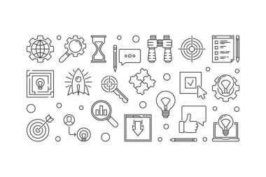 Araştırma Anahat vektör en az yatay banner