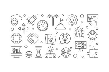 Başlangıç anahat yatay illüstrasyon. Vektör start-up afiş