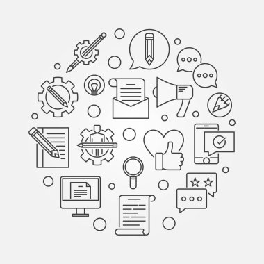 E-posta pazarlama çizgi stili resimde vektör yuvarlak