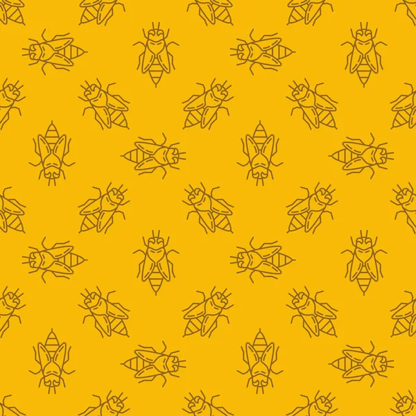 Abeille jaune vecteur linéaire motif sans couture ou fond — Image vectorielle