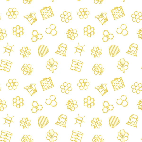 Beekeeping and Honey vector seamless pattern or background — Stock Vector