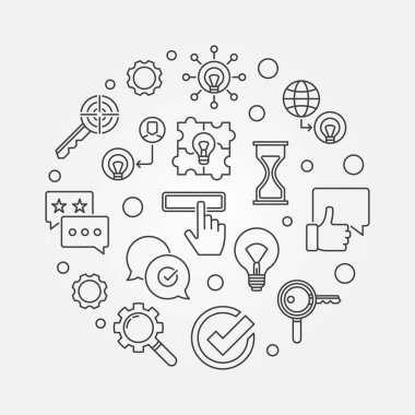 Marka ince çizgi stili resimde vektör yuvarlak