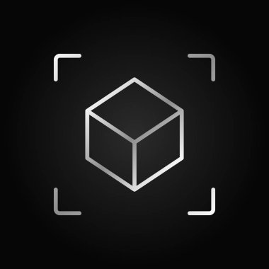 AR küp doğrusal gümüş simgesi. Vektör artar gerçeklik sembolü 
