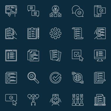 Kontrol listesi ve anket Anahat vektör simgeleri veya simge