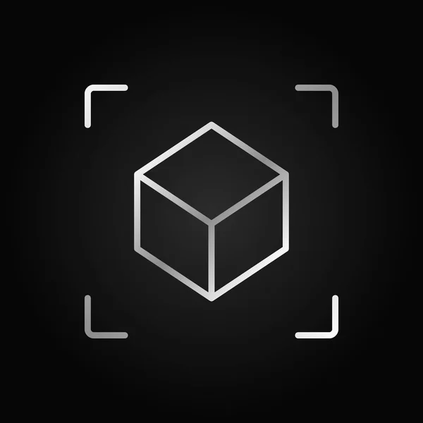 AR Cube icône linéaire en argent. Symbole vectoriel de réalité augmentée — Image vectorielle