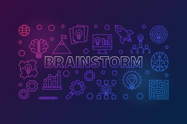 Anahat renkli yatay vektör çizim beyin fırtınası